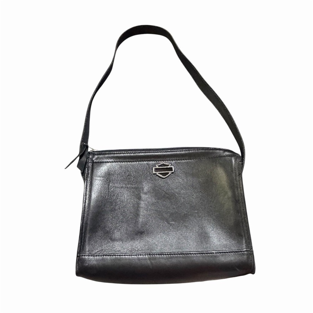 Harley-Davidson Shoulder Bag Womens Black Top Zip Bar‎ & Shield Logo